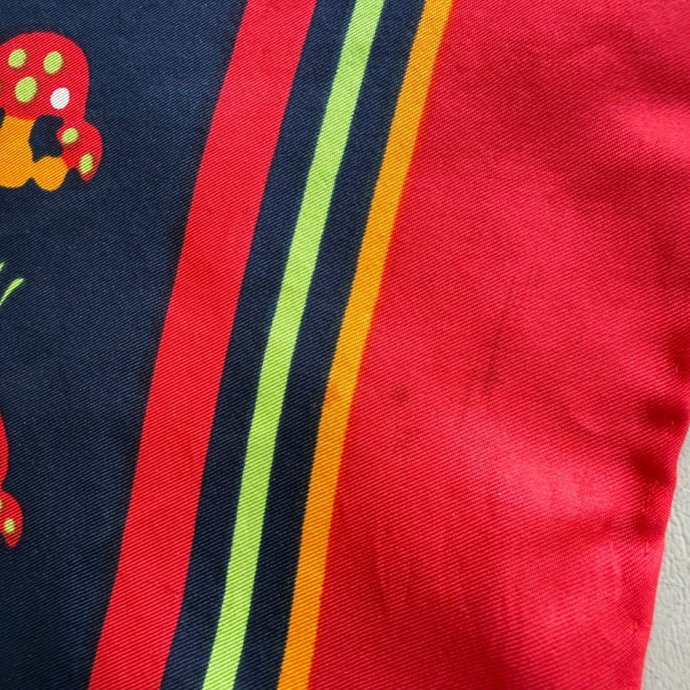 Vtg Echo Mushroom Silk Scarf Red Navy Cottagecore Fairy whimsy 70s retro Fungi - Picture 5 of 11